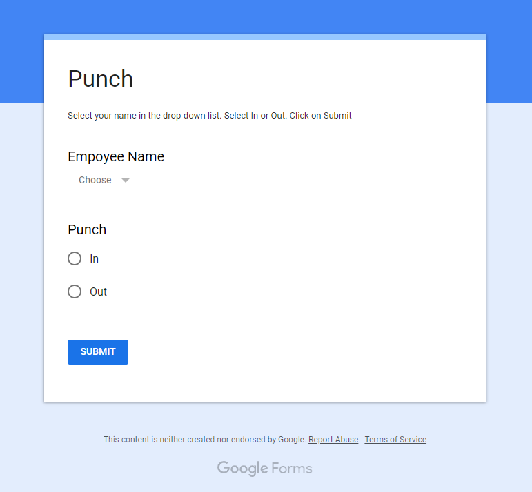 Google Form Screenshot