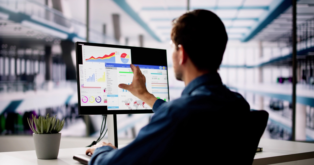 KPI Business Data Dashboard Analytics On Desktop Computer
